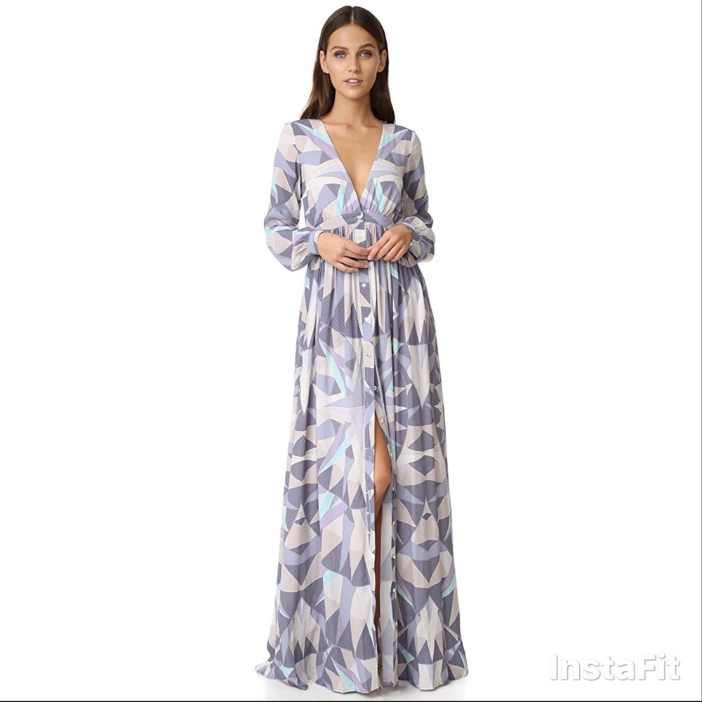 Mara Hoffman Geometric Print Maxi Dress in Lavender, Light Blue, Cream